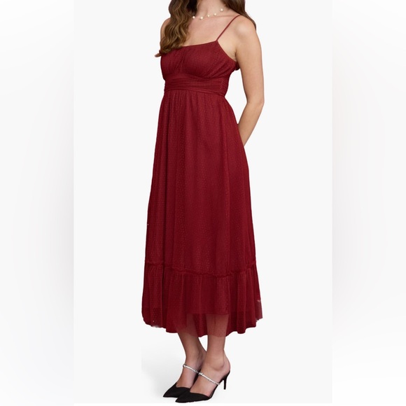 Blu Pepper Burgundy Empire Waist Mesh
Midi Dress NWT - Picture 4 of 4